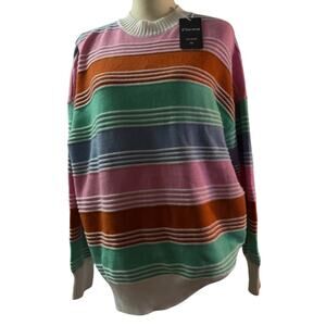 Chartou Oversized Pastel Striped Colorblock Sweater, Women's Medium, NWT